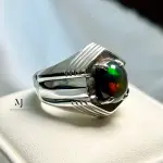 Black Opal Ring - Natural Black Opal Sterling Silver 925 Handmade Ring - October's Birthstone