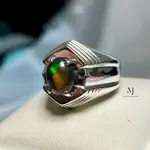 Black Opal Ring - Natural Black Opal Sterling Silver 925 Handmade Ring - October's Birthstone