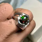 Black Opal Ring - Natural Black Opal Sterling Silver 925 Handmade Ring - October's Birthstone