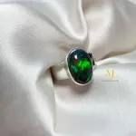 Black Opal Ring - Natural Ethiopian Black Opal Sterling Silver 925 Handmade Ring - October's Birthstone