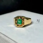 Natural Emerald Gold Ring - Handmade 18K/21K Yellow Gold Men's Ring - Green Gemstone Ring