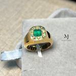 Natural Emerald Gold Ring - Handmade 18K/21K Yellow Gold Men's Ring - Green Gemstone Ring