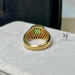 Natural Emerald Gold Ring - Handmade 18K/21K Yellow Gold Men's Ring - Green Gemstone Ring