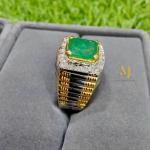 Natural Emerald Ring for Men – Handmade Sterling Silver Jewelry, Green Gemstone Gift