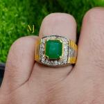 Natural Emerald Ring for Men – Handmade Sterling Silver Jewelry, Green Gemstone Gift