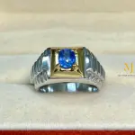 Natural Blue Sapphire Ring 925 Sterling Silver Gold Plated Oval Faceted Handmade Jewelry