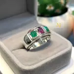 Sapphire and Emerald ring - Natural Multi-Stone Sterling Silver Handmade Ring