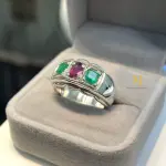 Sapphire and Emerald ring - Natural Multi-Stone Sterling Silver Handmade Ring