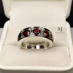 Natural Garnet Eternity Band Ring - Sterling Silver Ring - January Birthstone