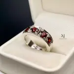 Natural Garnet Eternity Band Ring - Sterling Silver Ring - January Birthstone