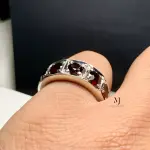 Natural Garnet Eternity Band Ring - Sterling Silver Ring - January Birthstone