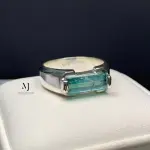 Natural Tourmaline Sterling Silver Ring - Natural Greenish Blue Tourmaline