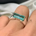 Natural Tourmaline Sterling Silver Ring - Natural Greenish Blue Tourmaline
