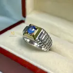Natural Blue Sapphire Ring 925 Sterling Silver Gold Plated Oval Faceted Handmade Jewelry