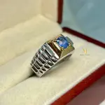 Natural Blue Sapphire Ring 925 Sterling Silver Gold Plated Oval Faceted Handmade Jewelry