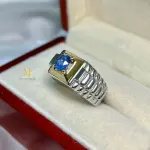 Natural Blue Sapphire Ring 925 Sterling Silver Gold Plated Oval Faceted Handmade Jewelry