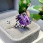 Natural Amethyst Ring Sterling Silver • Pixel Cut Amethyst & CZ Handmade Jewelry