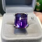 Natural Amethyst Ring Sterling Silver • Pixel Cut Amethyst & CZ Handmade Jewelry