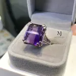 Natural Amethyst Ring Sterling Silver • Pixel Cut Amethyst & CZ Handmade Jewelry