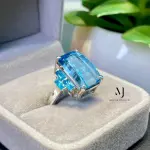 Natural Swiss Blue Topaz Ring Sterling Silver • Best Gift For Her • Fancy Ring