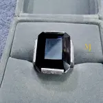Natural Black Agate Men Ring Sterling Silver 925 Handmade Hand-Engraved Jewelry