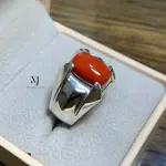 Red Coral Ring Natural Gemstone 925 Sterling Silver Handmade Statement Jewelry