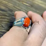Red Coral Ring Natural Gemstone 925 Sterling Silver Handmade Statement Jewelry